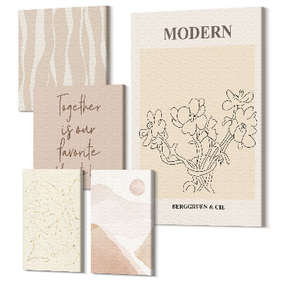 Zestaw obrazów pentaptyk na ścianę Styl nowoczesny minimalistyczny zestaw z abstrakcyjnymi motywami