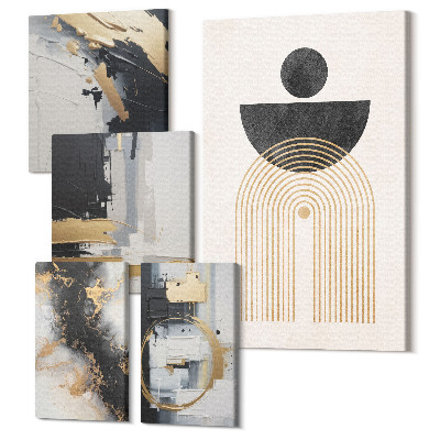 Zestaw obrazów na płótnie pentaptyk Abstrakcyjne kompozycje w stylu nowoczesnym z geometrycznymi kształtami