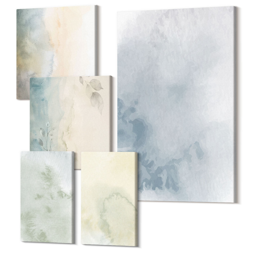 Zestaw obrazów pentaptyk na ścianę Pastelolwe farby akwarelowe na płótnie tekstury