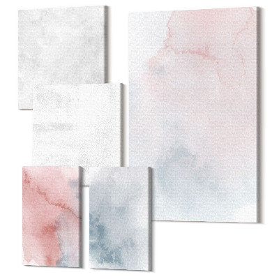 Zestaw obrazów na płótnie pentaptyk Pastelowe akwarele na płótnie kolorowe tekstury