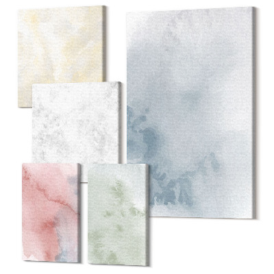 Zestaw obrazów pentaptyk na ścianę Pastelowe struktury kolorowe akwarele na płótnie
