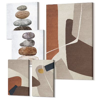 Zestaw obrazów na płótnie pentaptyk Abstrakcyjne malarstwo boho kształty w nowoczesnym stylu