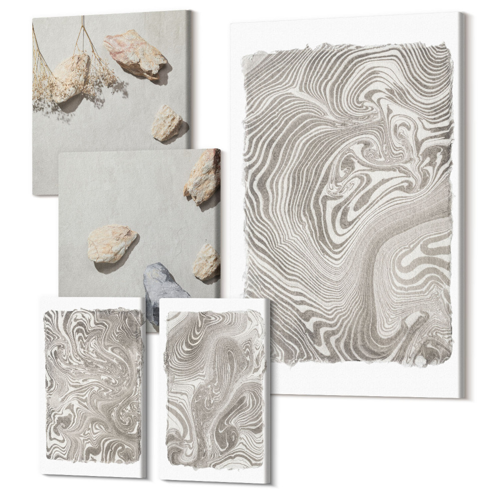 Zestaw obrazów na płótnie pentaptyk Nowoczesne kształty malarstwo abstrakcyjne