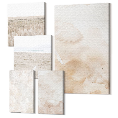 Zestaw obrazów pentaptyk na ścianę Modne tekstury w pastelowych jasnych barwach