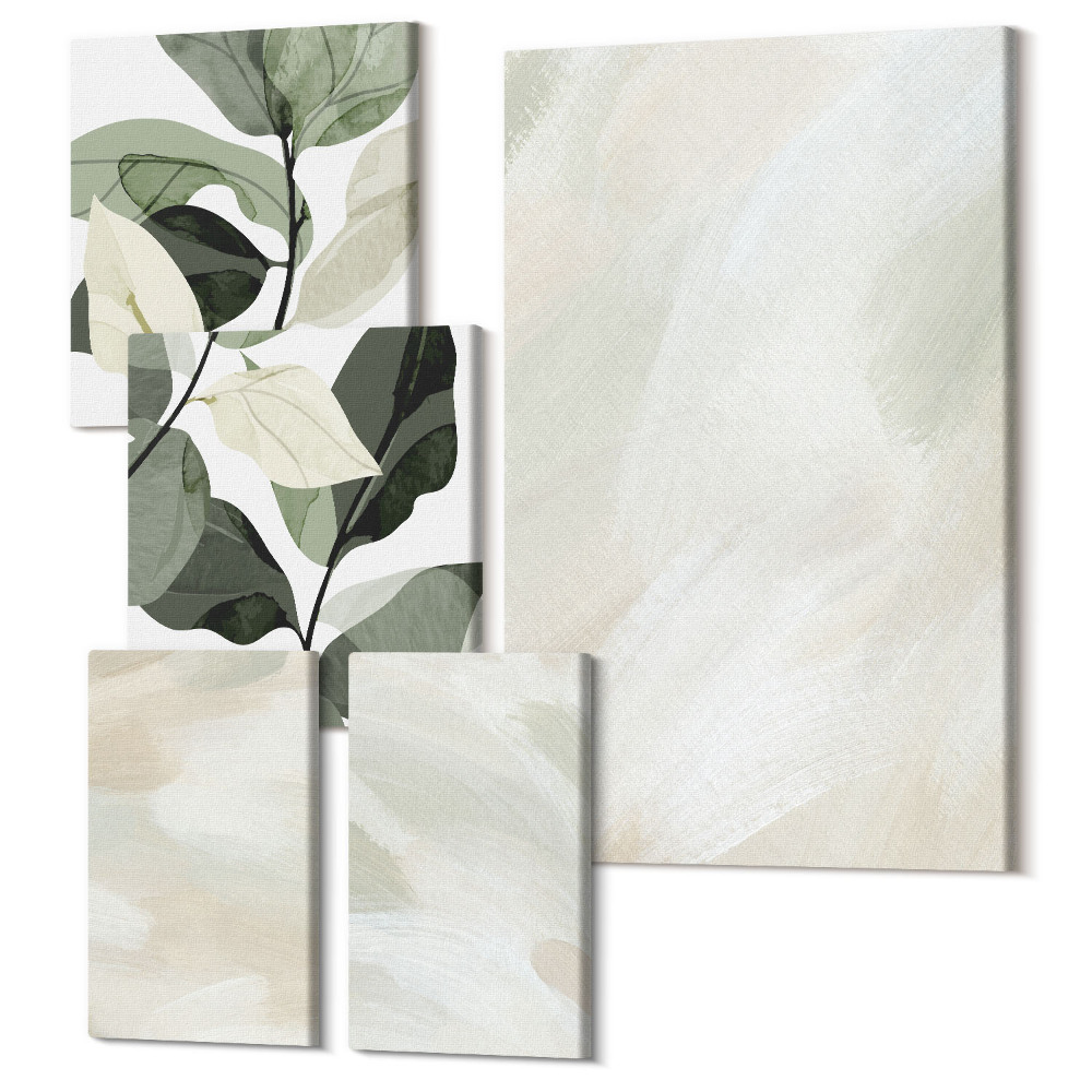 Zestaw obrazów na płótnie pentaptyk Jasne farby abstrakcja na płótnie styl delikatny boho