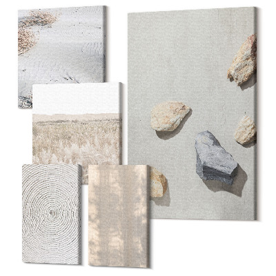 Zestaw obrazów pentaptyk na ścianę Boho tekstury naturalne struktury