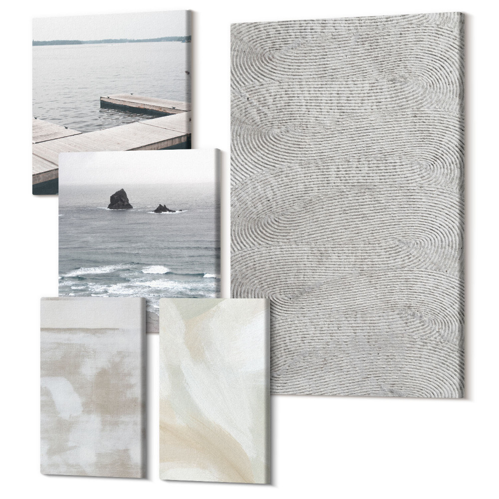 Zestaw obrazów pentaptyk na ścianę Abstrakcja w designie nowoczesne tekstury malarskie