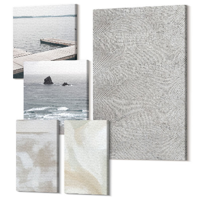 Zestaw obrazów pentaptyk na ścianę Abstrakcja w designie nowoczesne tekstury malarskie