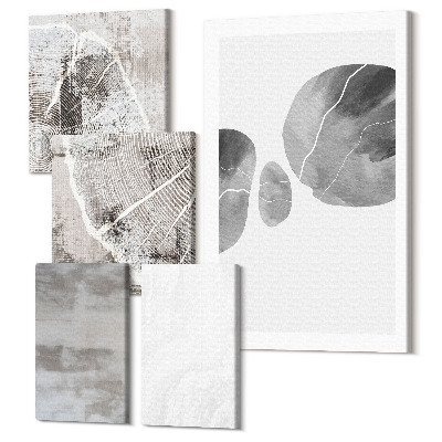 Zestaw obrazów 5 części pentaptyk Abstrakcyjne kształty i struktury styl nowoczesny