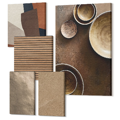 Zestaw obrazów na płótnie pentaptyk Kamienne struktury nowoczesny styl minimalistyczny