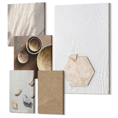 Zestaw obrazów pentaptyk na ścianę Minimalistyczne tekstury w ciepłych kolorach