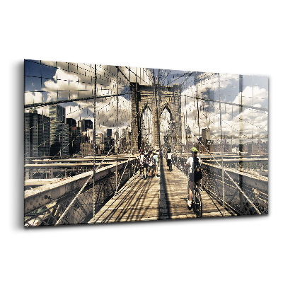 Obraz na szkle Widok na most brookliński Nowy Jork