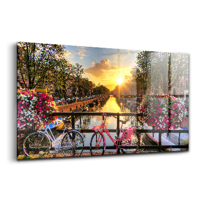 Obraz na szkle Wschód słońca nad Amsterdamem