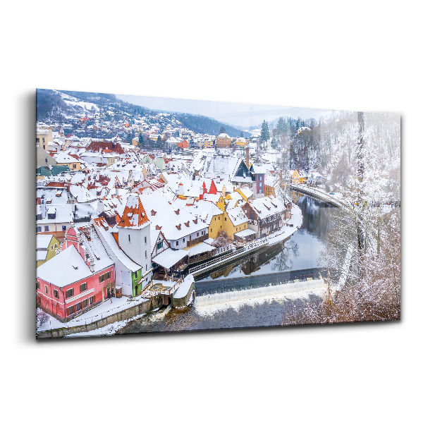 Obraz szklany Panorama miasta krumlov w zimie