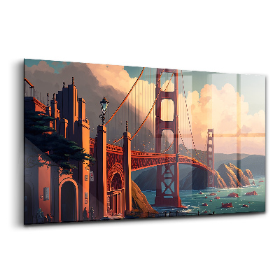 Obraz na szkle Ilustracja mostu w San Francisco