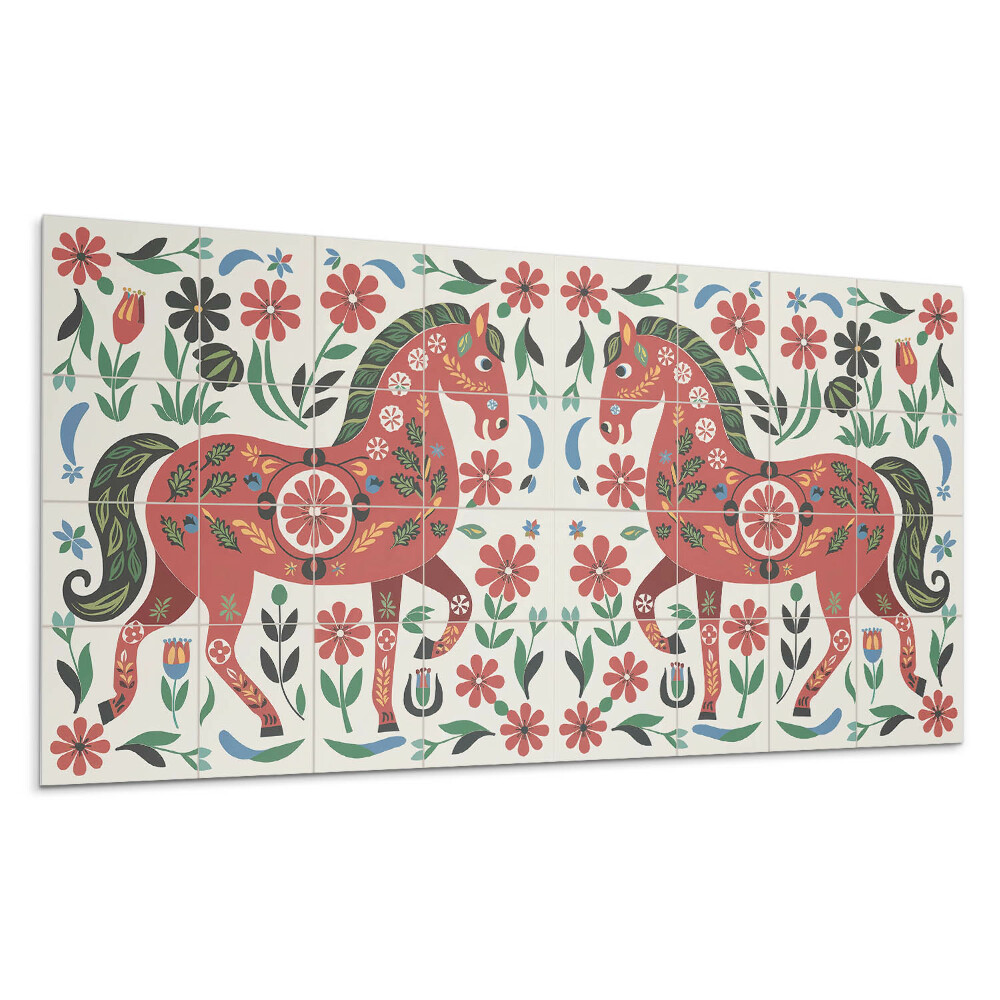 Panel ścienny Wzór konia w kwiatach
