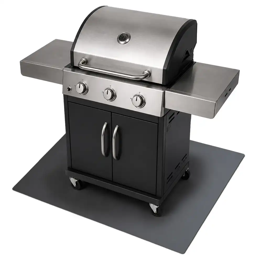 Sztywna mata pod grill z blachy prostokątna 100x70 cm