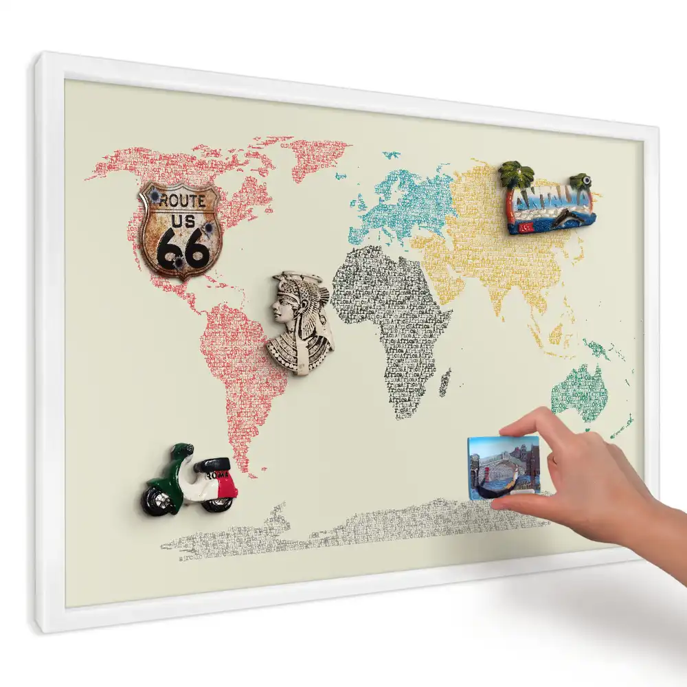 Ozdobna magnetyczna tablica Mapa świata z literami
