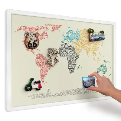 Ozdobna magnetyczna tablica Mapa świata z literami