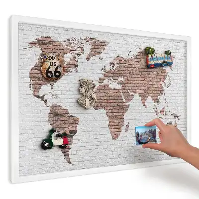 Tablica magnetyczna na lodówkę Mapa na ceglanej ścianie