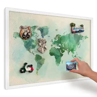 Tablica magnetyczna Zielona mapa akwarelowa