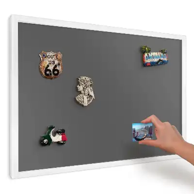 Tablica na magnesy w białej ramie z motywem ciemnoszarego minimalizmu