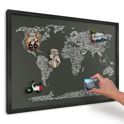 Tablica magnetyczna na ścianę Typograficzna mapa świata