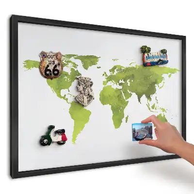 Tablica magnetyczna do kuchni Akwarelowa zielona mapa