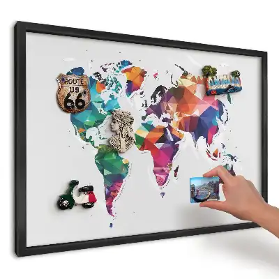 Geometryczna mapa świata magnetyczna tablica