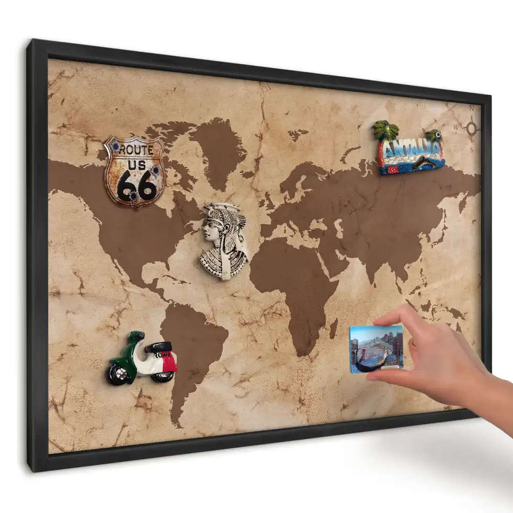 Tablica magnetyczna na ścianę do kuchni Beżowo-brązowa mapa