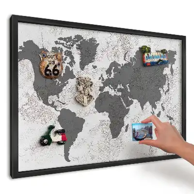 Tablica magnetyczna Mapa z delikatnym tłem w czarnej ramie