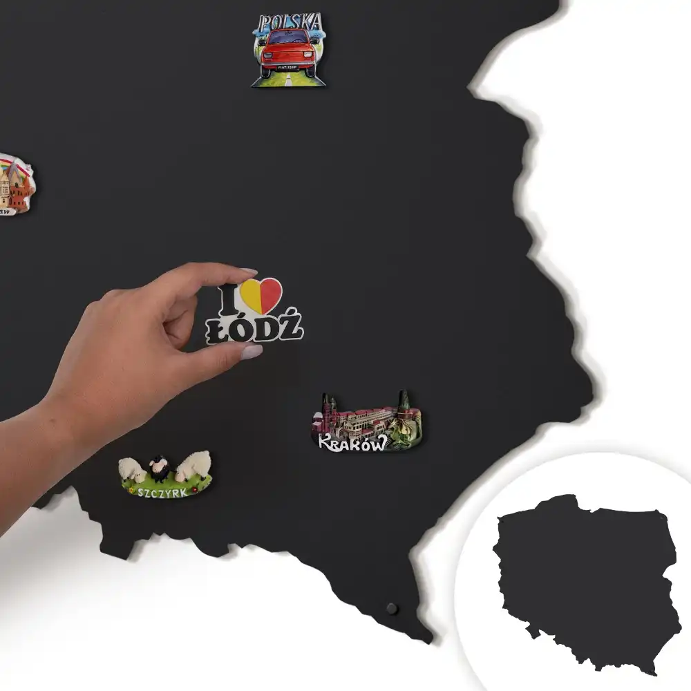 Tablica na magnesy z podróży kształt mapy Polski