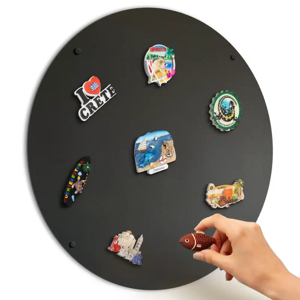 Okrągła tablica magnetyczna na magnesy z podróży o średnicy 50 cm