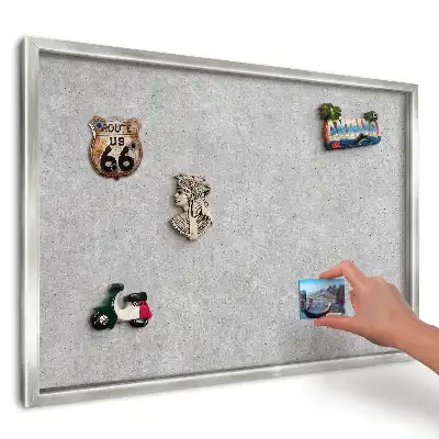 Elegancka szara tablica magnetyczna na magnesy z podróży o strukturze powierzchni