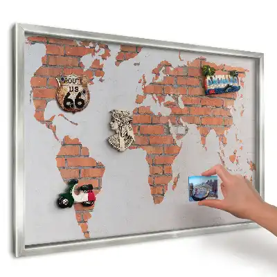 Tablica magnetyczna na ścianę Mapa świata biała