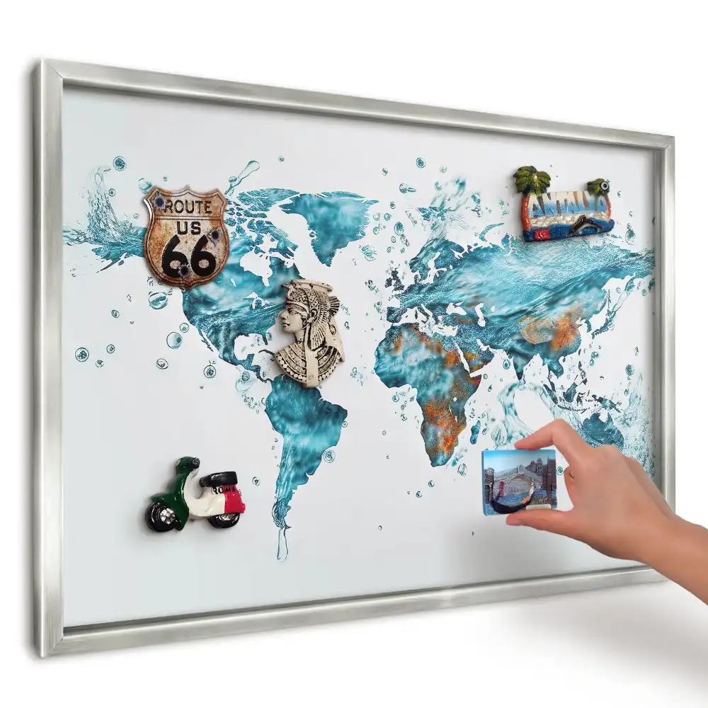 Tablica magnetyczna do kuchni Turkusowa wodna mapa