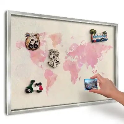 Tablica magnetyczna w srebrnej ramce Harmonijna mapa akwarela