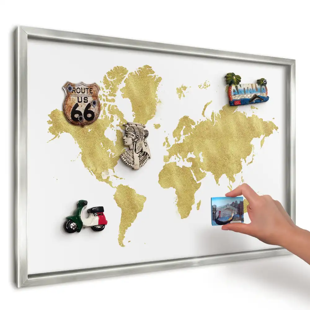 Tablica magnetyczna na ścianę Żółta mapa na bieli