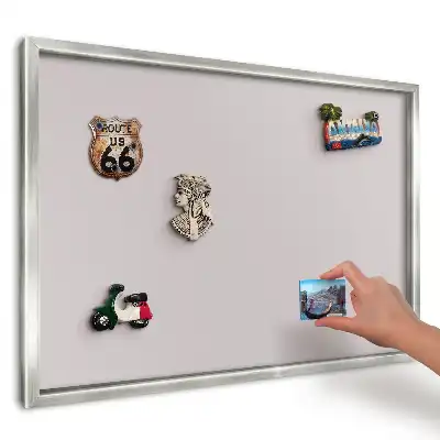 Tablica magnetyczna w srebrnej ramce z motywem różowo-szarej abstrakcji
