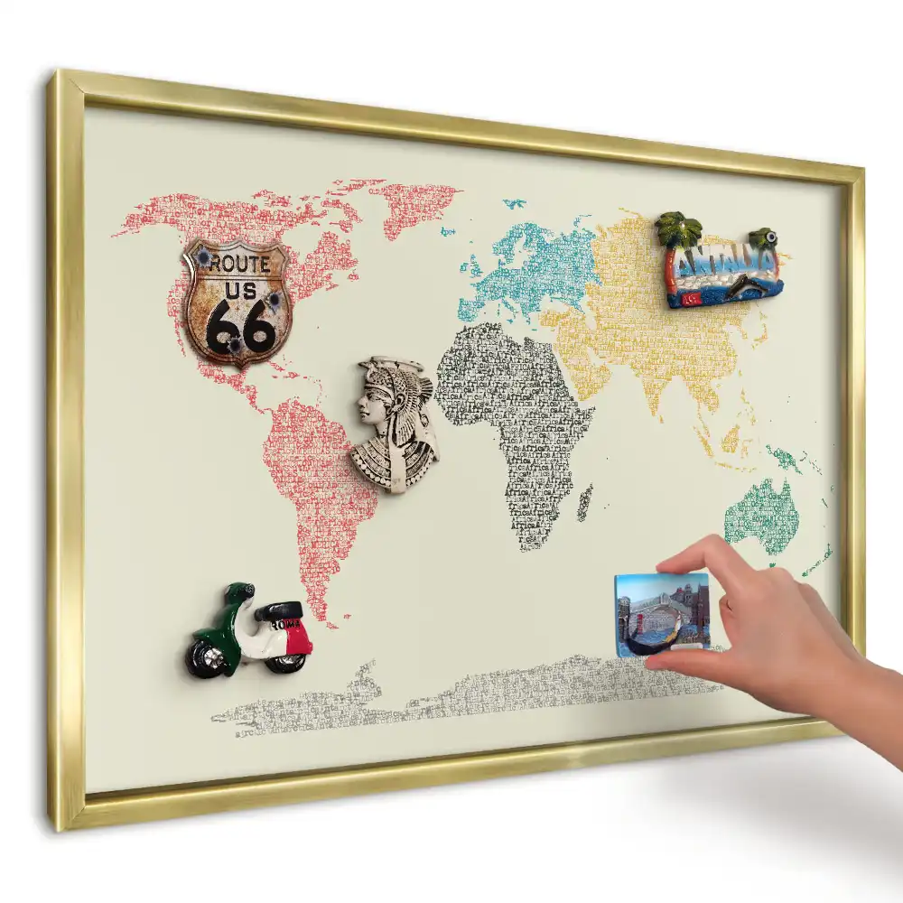 Magnetyczna tablica na ścianę Mapa świata z literami