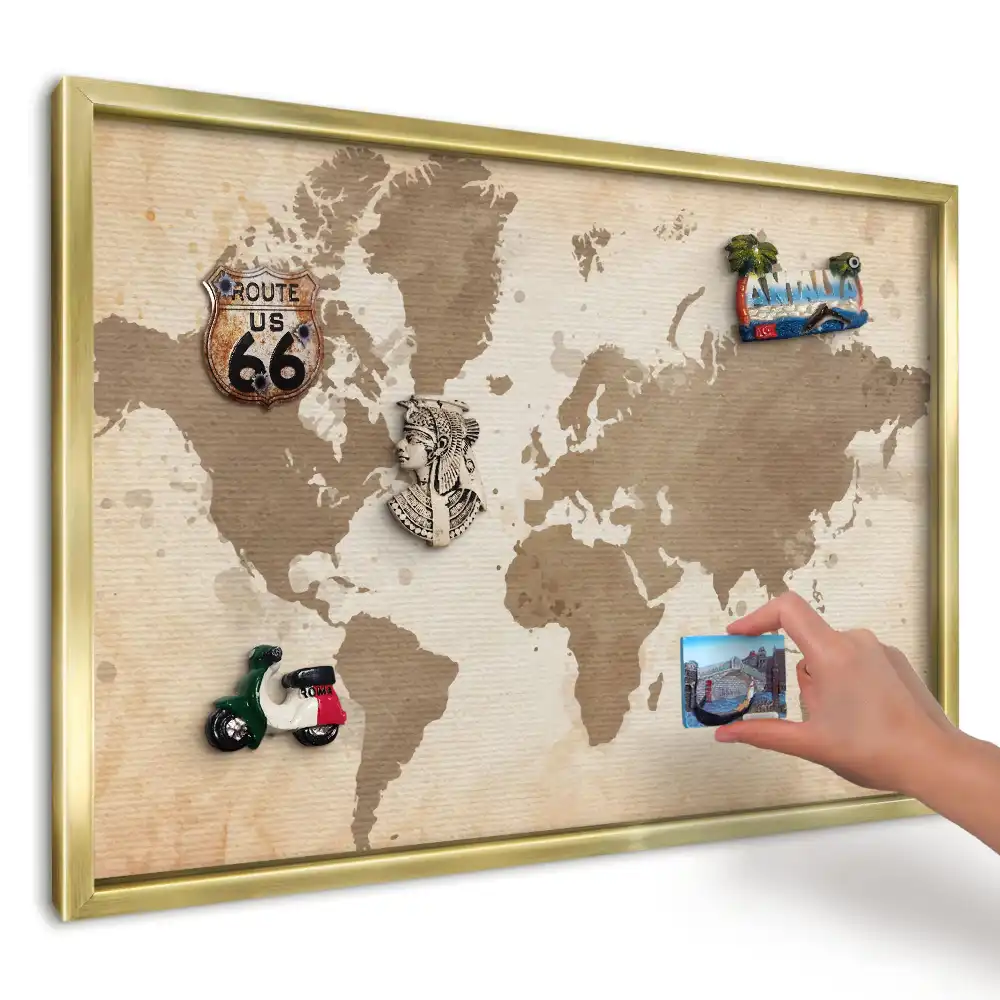Magnetyczna tablica na ścianę mapa vintage brązowa