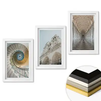 Zestaw 3 obrazów w ramach Architektura i piękno wnętrz