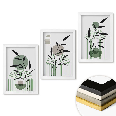 Zestaw obrazów do salonu Roślinne inspiracje w minimalistycznym stylu