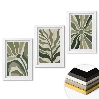 Zestaw 3 obrazów do salonu Zielone inspiracje naturą