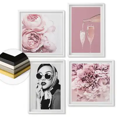 Zestaw obrazów w ramie Elegancja i kwiatowe inspiracje