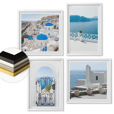 Galeria ścienna Krajobrazy Santorini w białych ramach