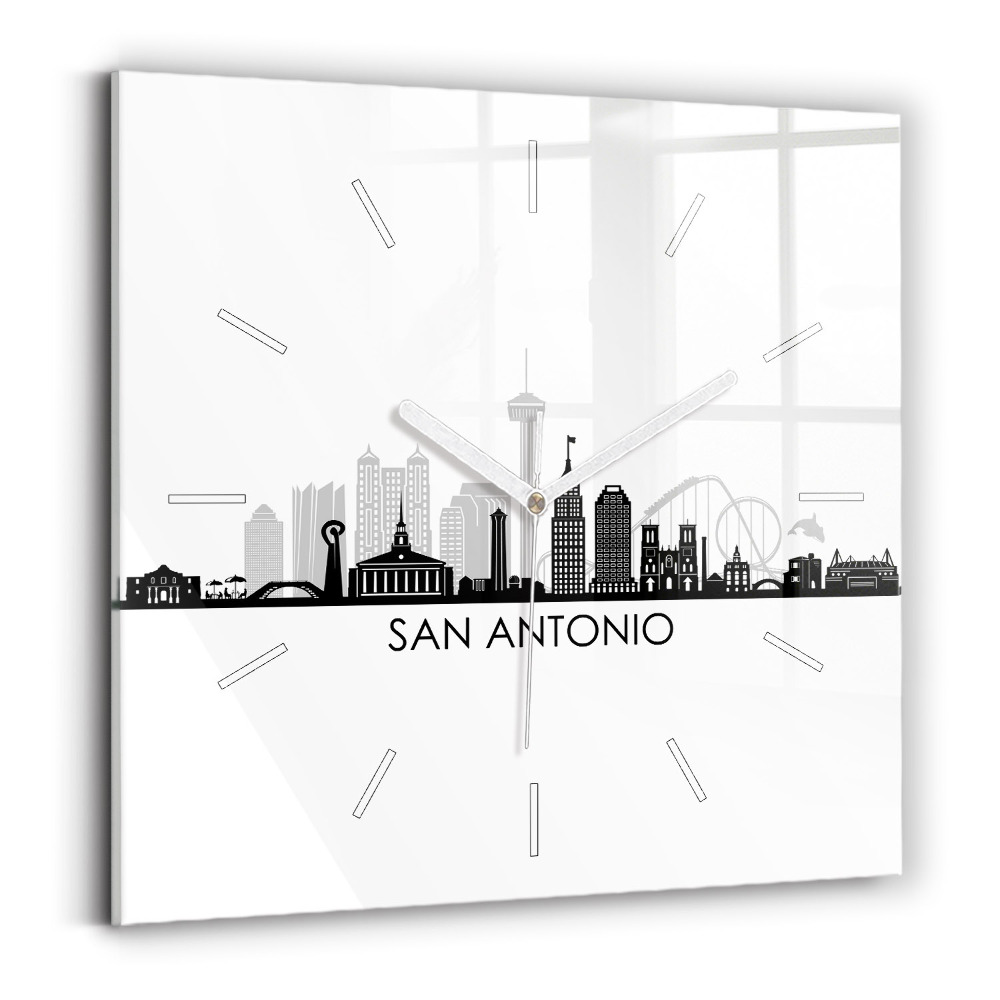 Zegar szklany 30x30 Miasto San Antonio w Teksasie