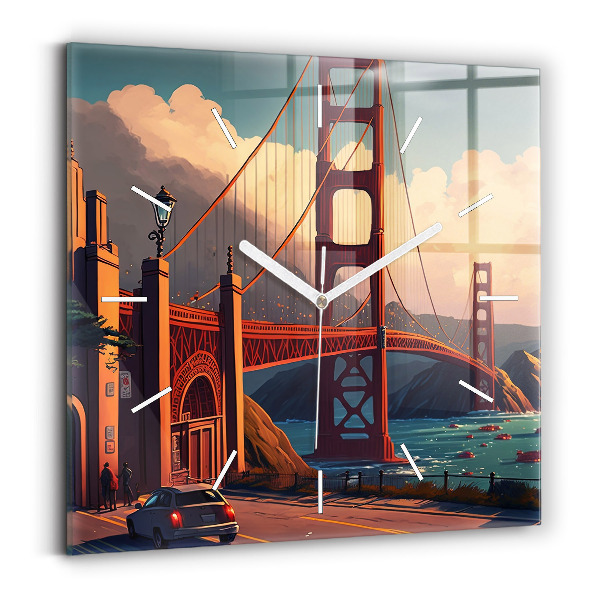 Zegar szklany 30x30 Most Golden Gate