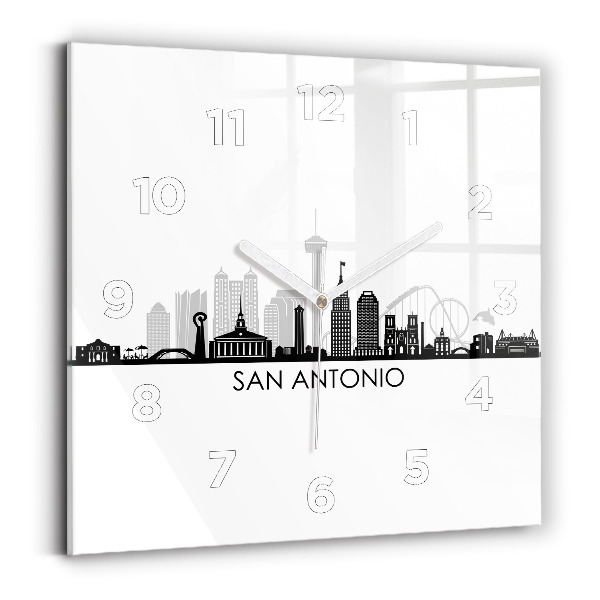 Zegar szklany 30x30 Miasto San Antonio w Teksasie