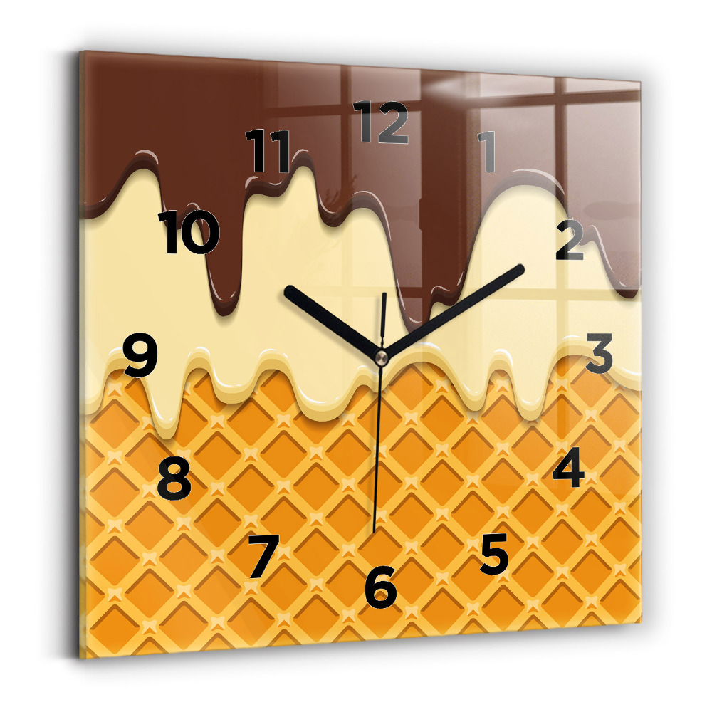 Zegar szklany 30x30 Lody z wafelkiem